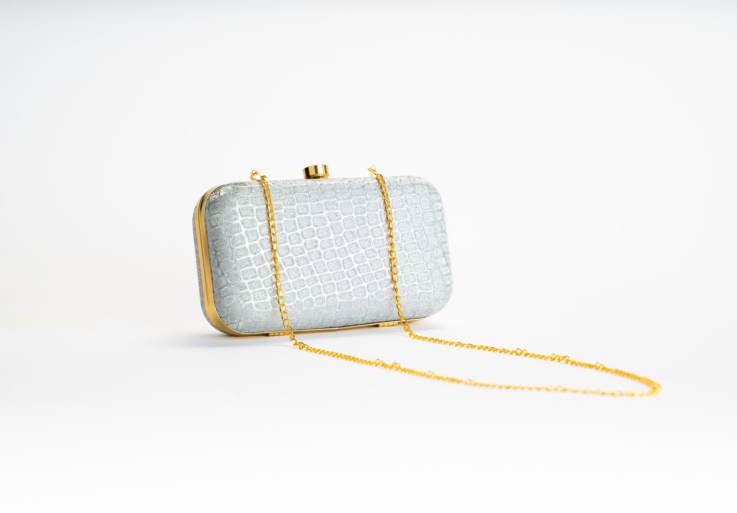 Zilveren Croco Clutch