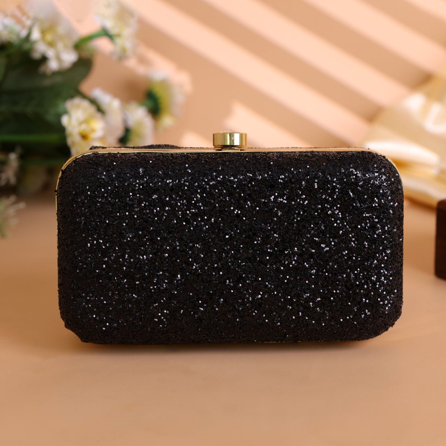 Zwarte Glitter Clutch