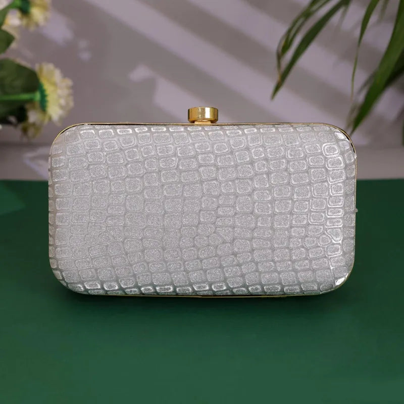 Zilveren Croco Clutch