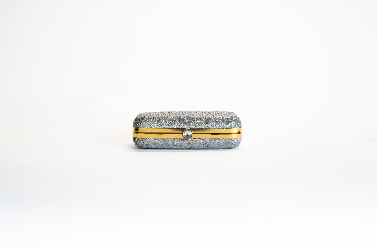 Zilveren Glitter Clutch
