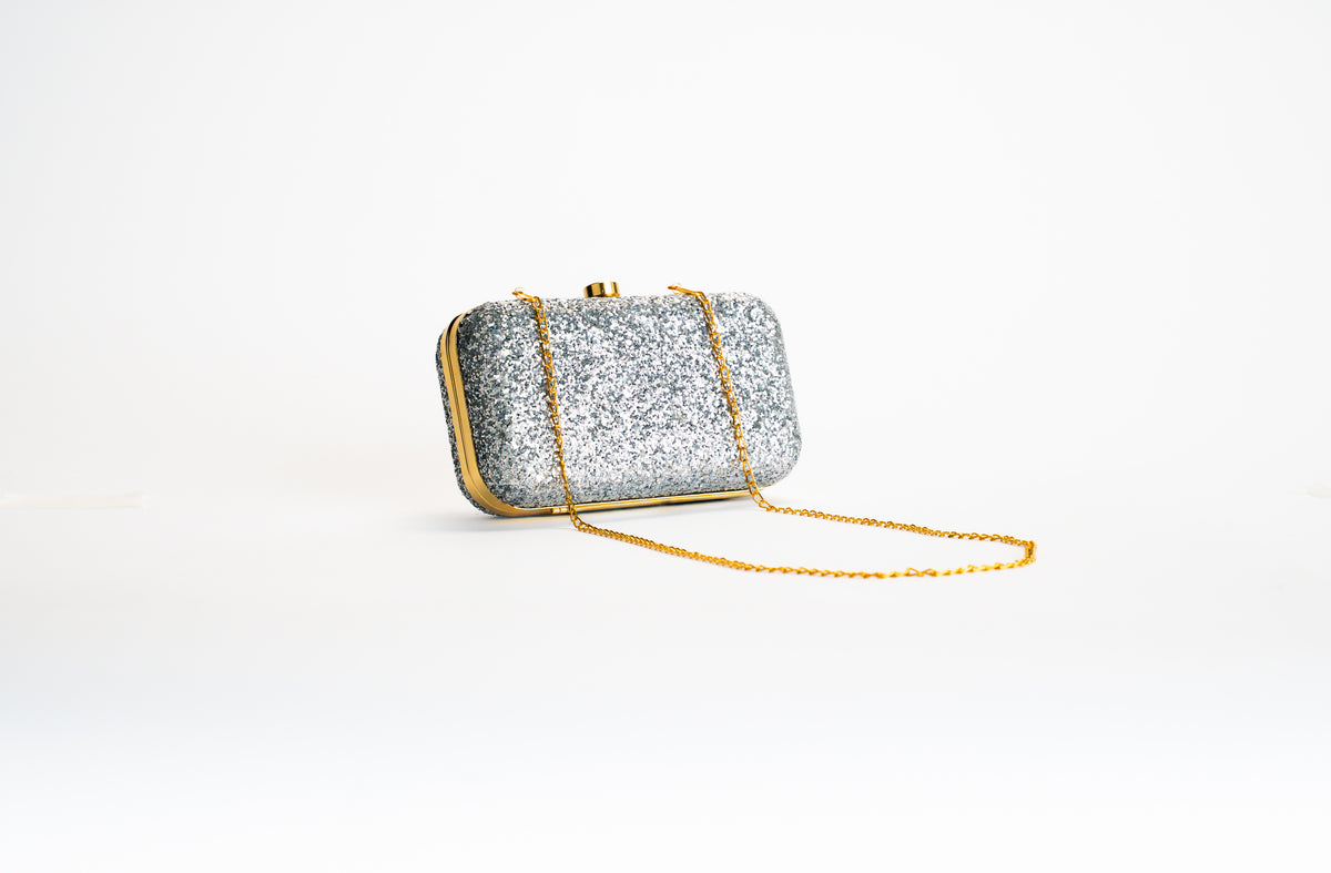 Zilveren Glitter Clutch