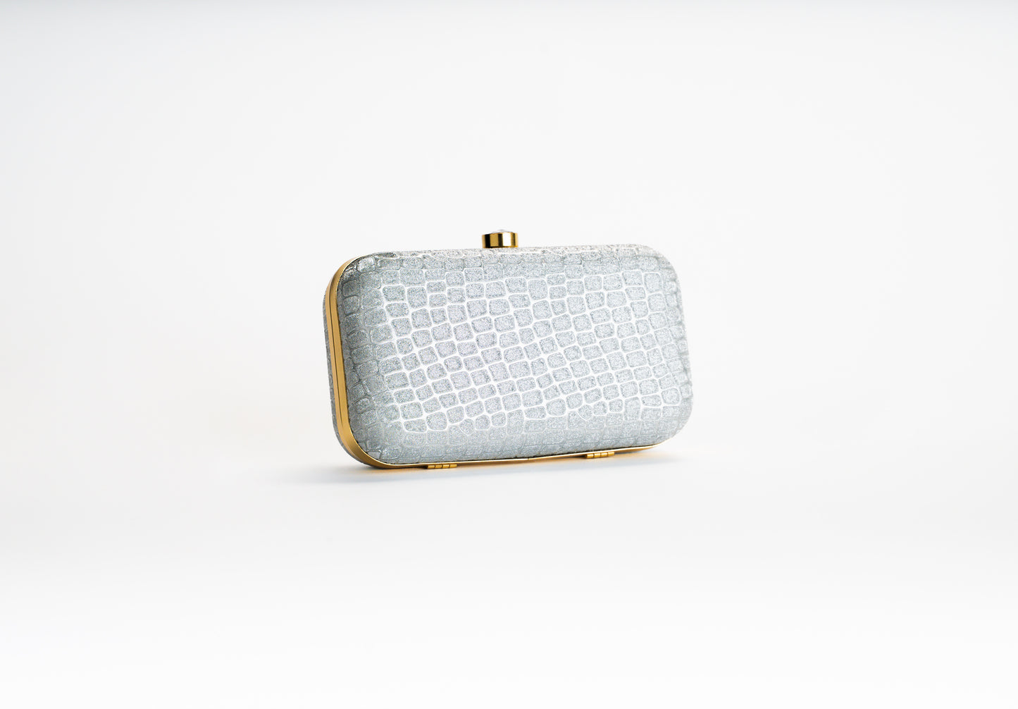 Zilveren Croco Clutch
