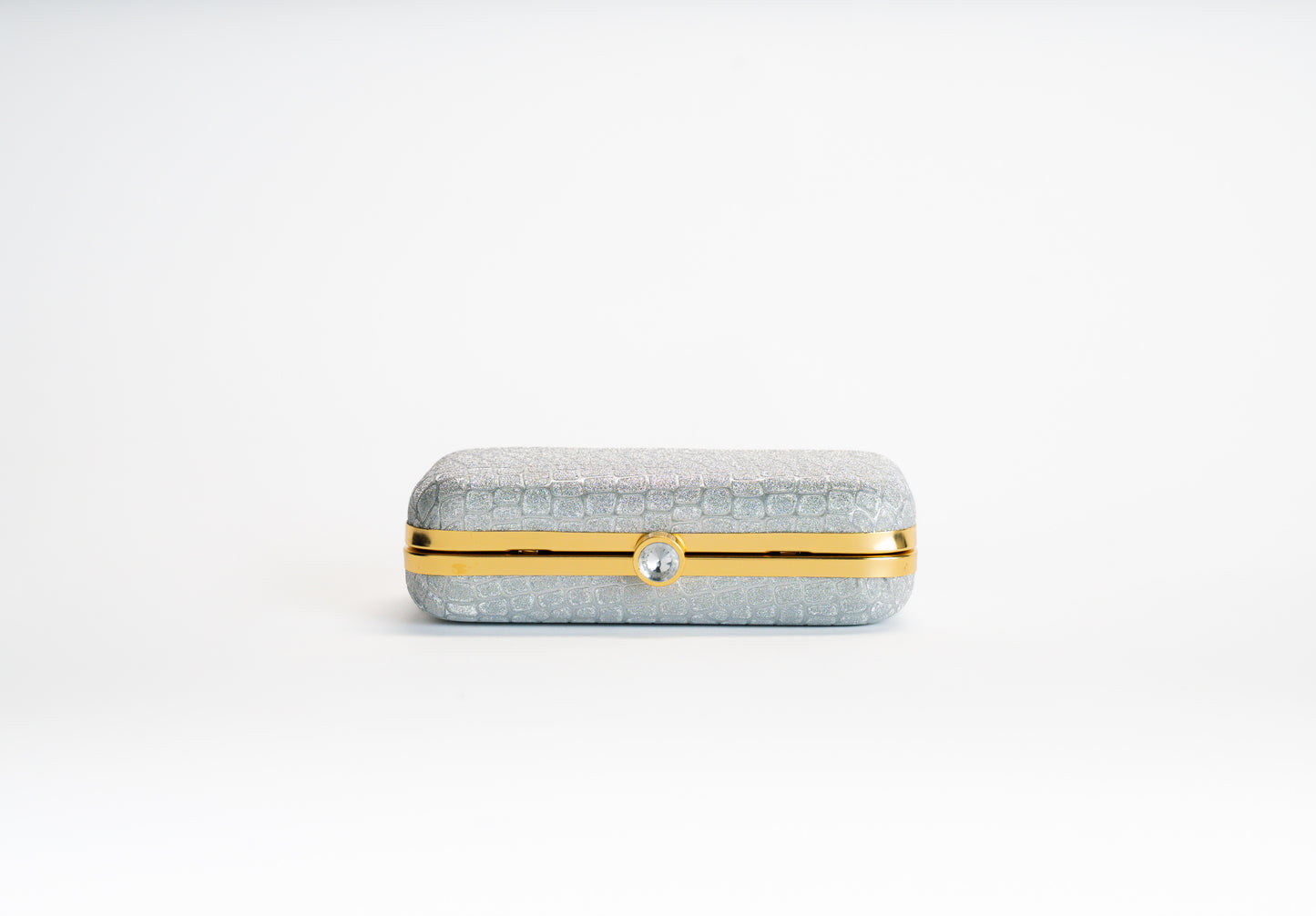 Zilveren Croco Clutch