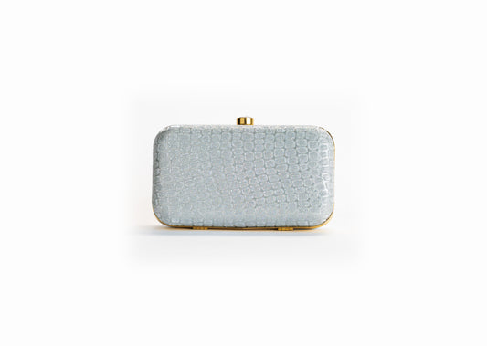 Zilveren Croco Clutch