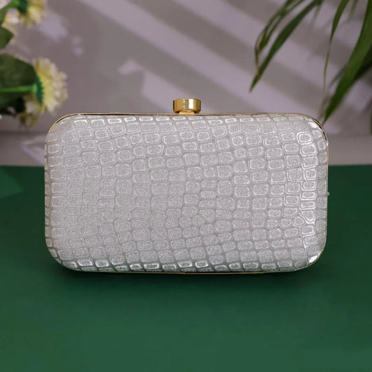 Zilveren Croco Clutch