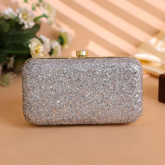 Zilveren Glitter Clutch